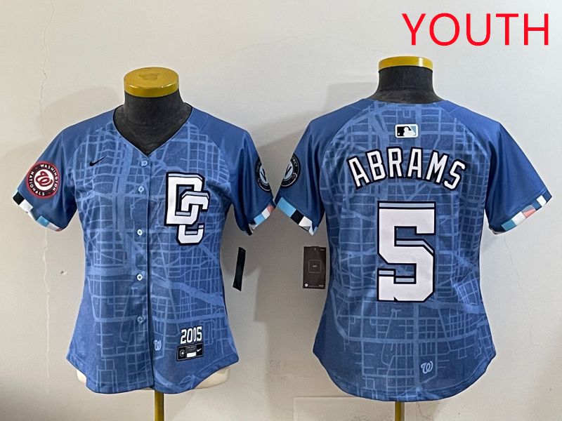 Youth Washington Nationals #5 Abrams Joint Name 2025 Nike MLB Jersey style 5->youth mlb jersey->Youth Jersey